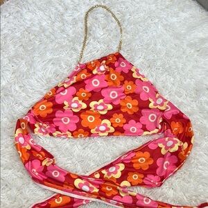 SHEIN Floral Halter Crop Top in Wrap Style | Flower | Floral | Festival